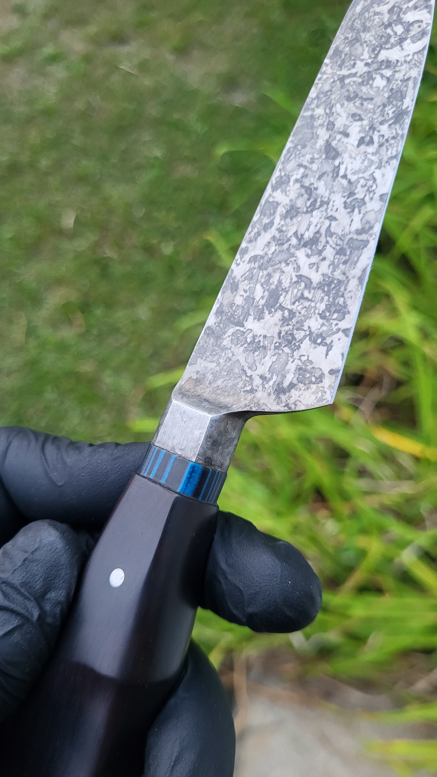 Black & Blue Integral Bolster Forced Patina Chef's Duo