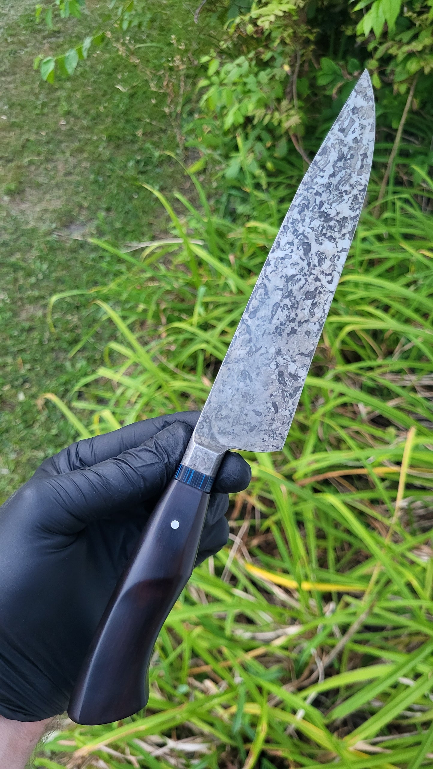 Black & Blue Integral Bolster Forced Patina Chef's Duo