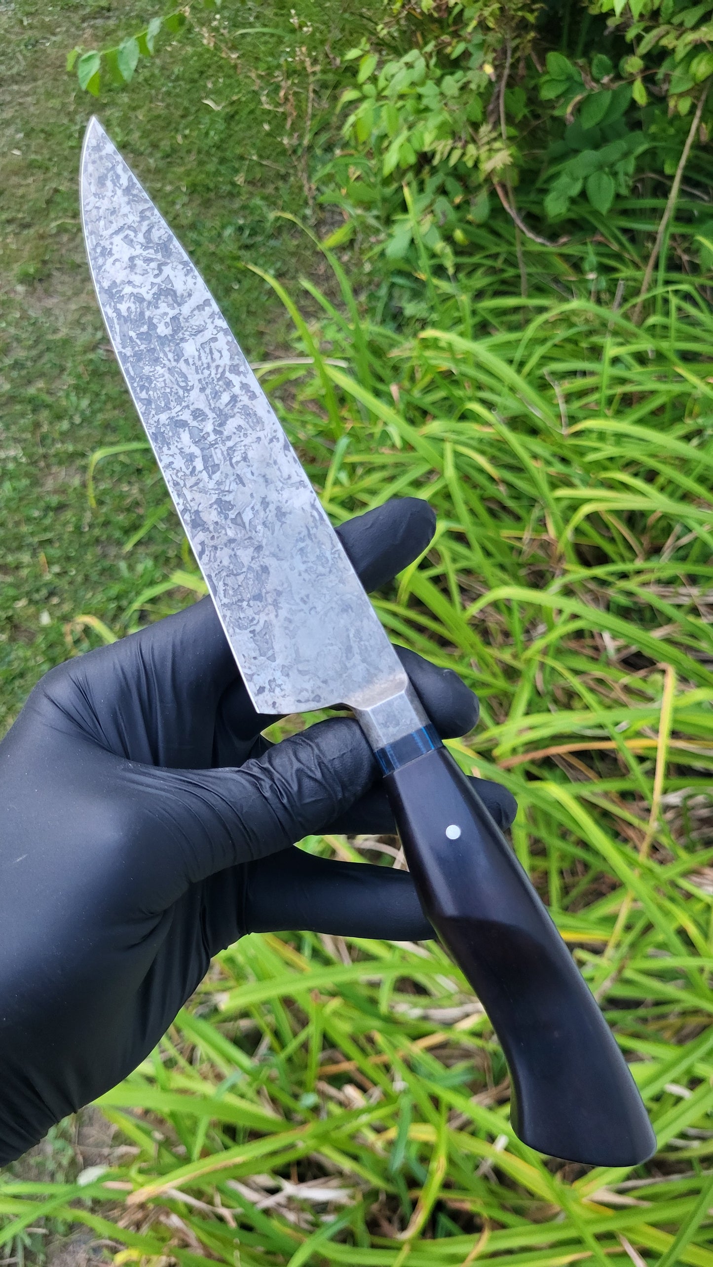 Black & Blue Integral Bolster Forced Patina Chef's Duo