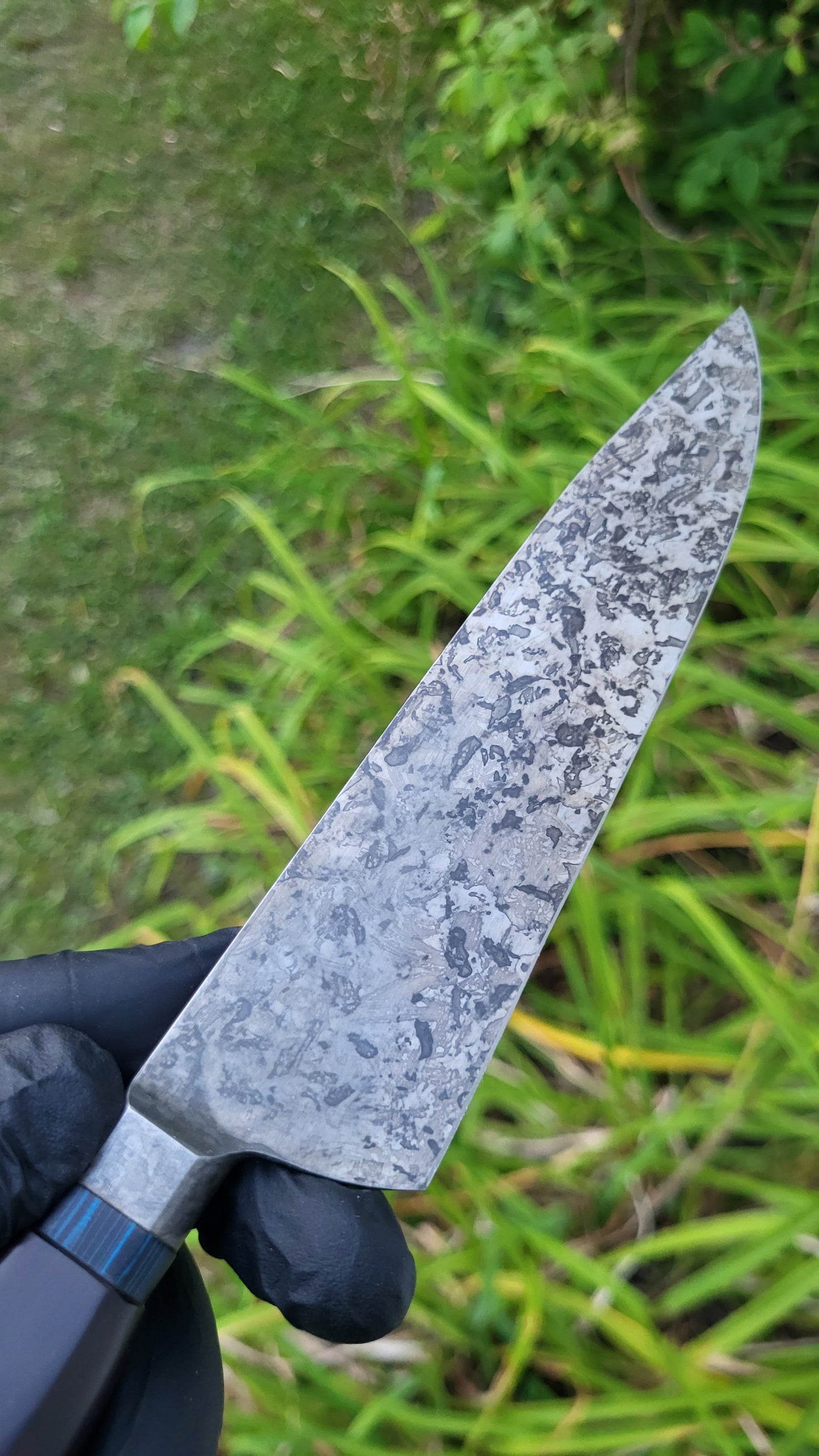 Black & Blue Integral Bolster Forced Patina Chef's Duo
