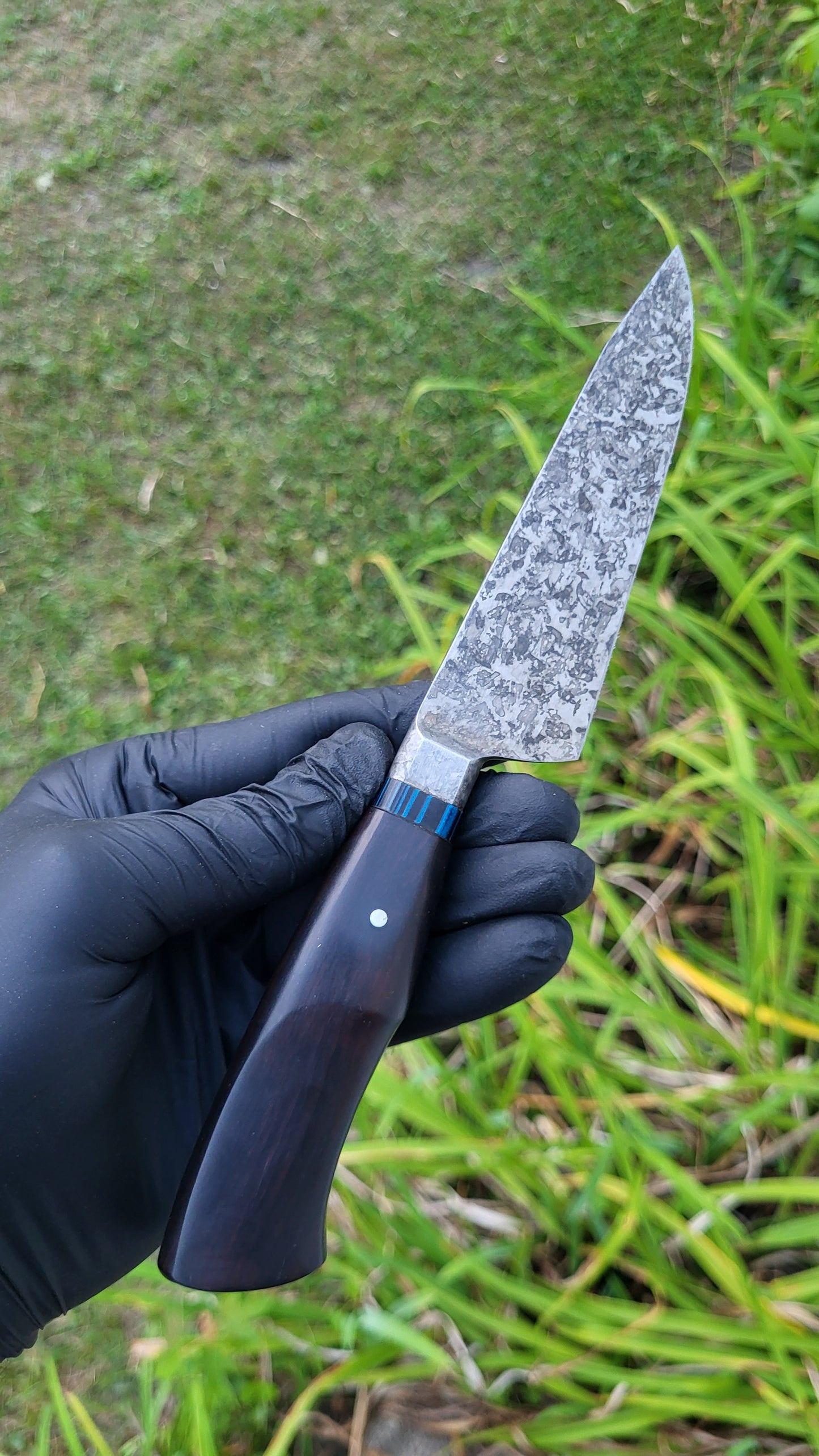Black & Blue Integral Bolster Forced Patina Chef's Duo