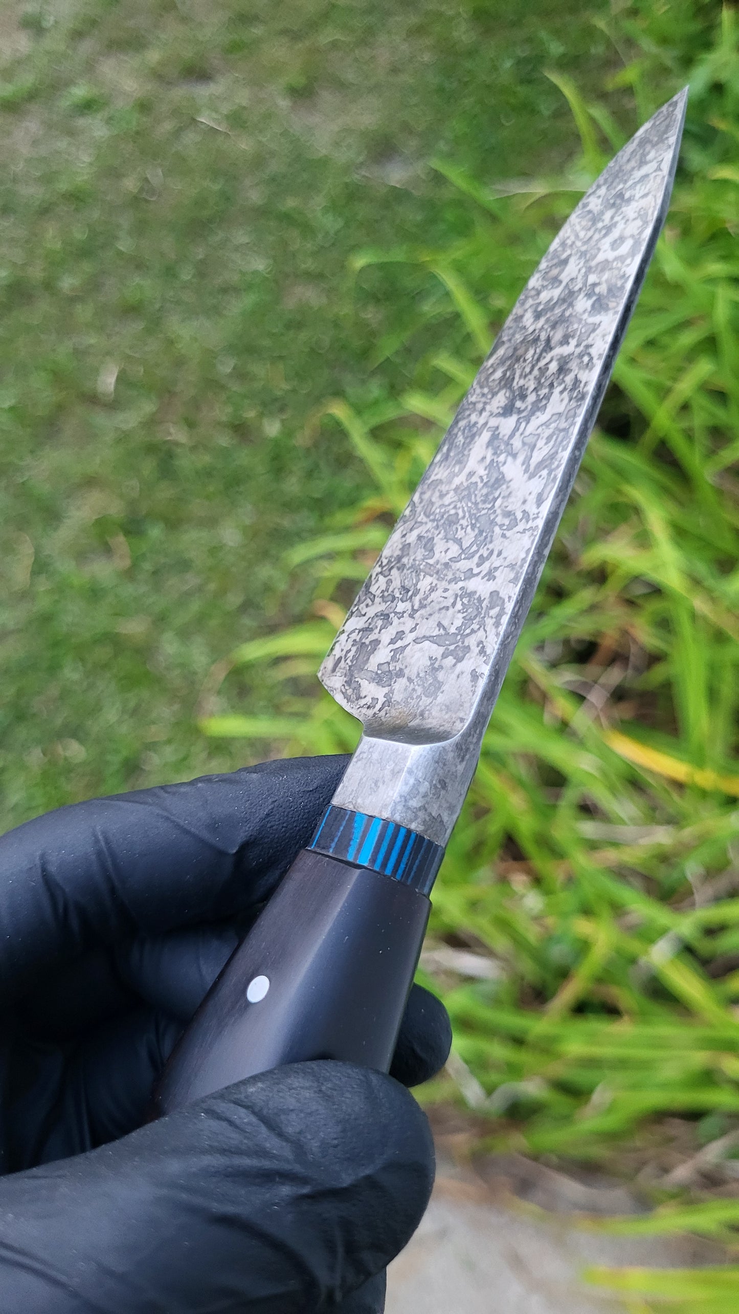 Black & Blue Integral Bolster Forced Patina Chef's Duo
